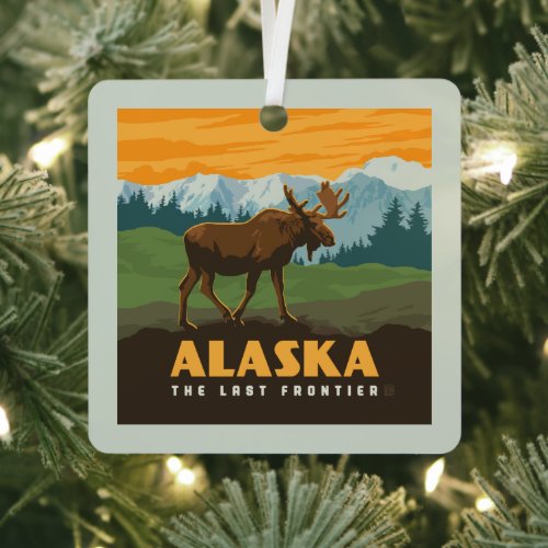 Alaska  Frontier Moose Metal Ornament