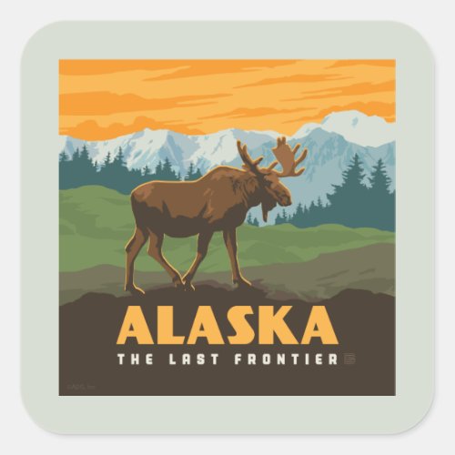 Alaska  Frontier Moose Square Sticker