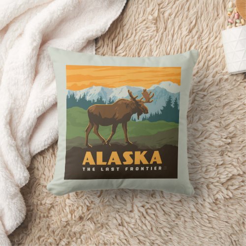 Alaska  Frontier Moose Throw Pillow