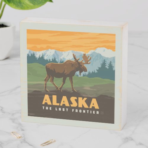 Alaska  Frontier Moose Wooden Box Sign