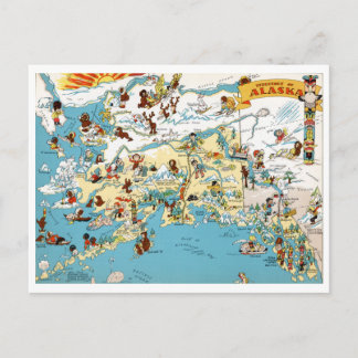 Alaska Funny Vintage Map Postcard