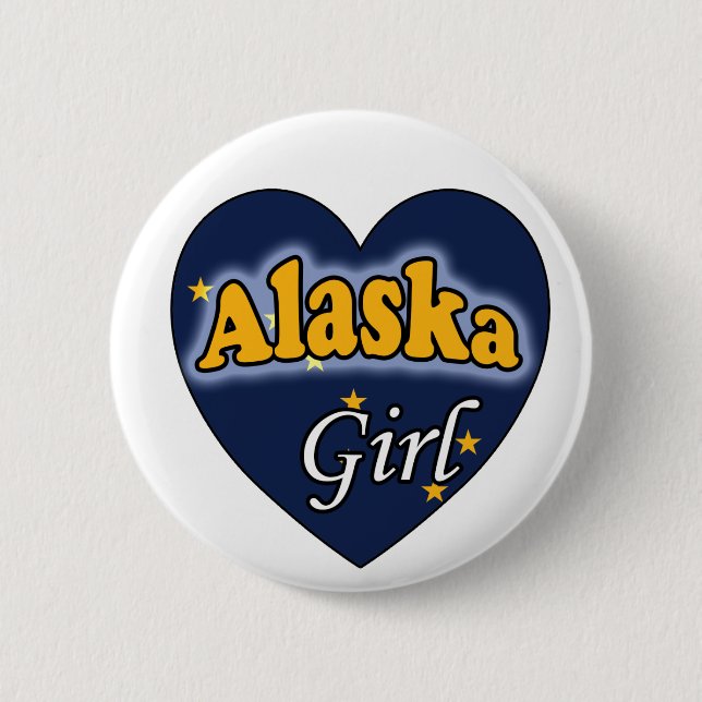 Alaska Girl Pinback Button (Front)