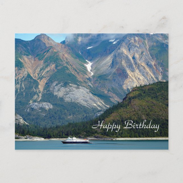 Alaska Glacier Bay Boat Photo Postcard (Front)