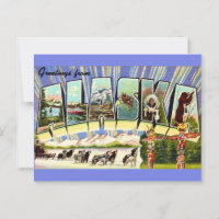 Alaska Greeting Retro Postcard