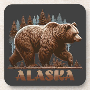 Alaska Grizzly Bear Beverage Coaster