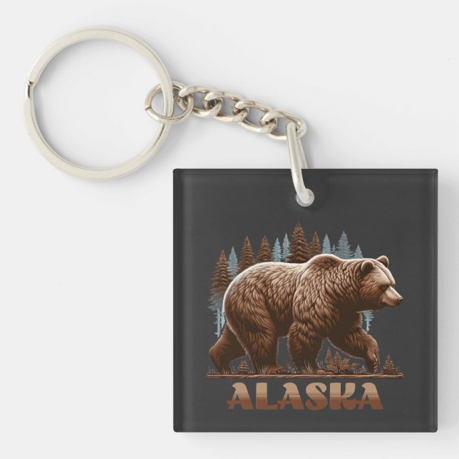 Alaska Grizzly Bear Keychain (Front)