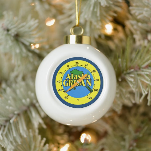 Alaska Groan Thermometer Ceramic Ball Christmas Ornament (Tree)