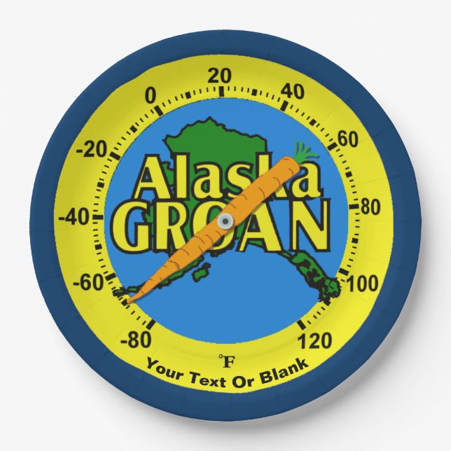 Alaska Groan Thermometer Paper Plates (Front)