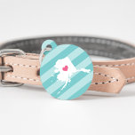 Alaska Heart Pet ID Tag<br><div class="desc">Let your furry friend show some home state pride with this cute Alaska ID tag. Design features a white silhouette map of the state of Alaska with a pink heart inside, on a tone on tone turquoise stripe background. Add your pet's name and contact information to the back in white...</div>
