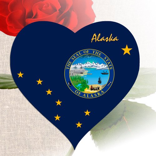 Alaska Heart Sticker Patriotic Alaskan Flag Heart Sticker