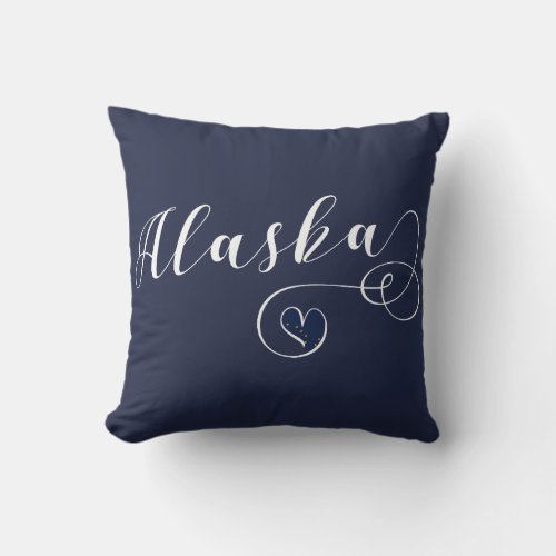 Alaska Heart Throw Pillow Alaskan Flag Throw Pillow