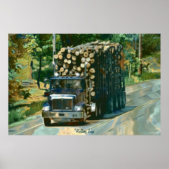 Alaska Highway Logging Truck Transport Art Poster (Front)