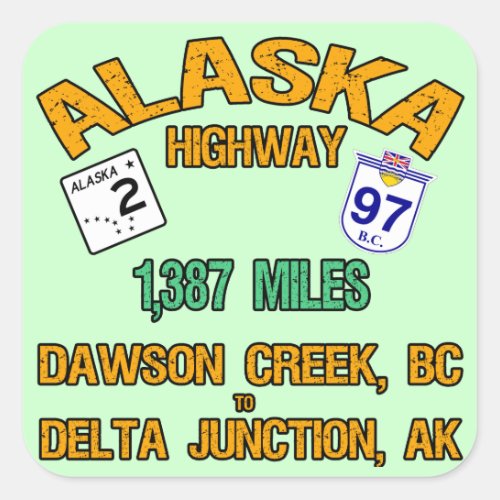 Alaska Highway Square Sticker