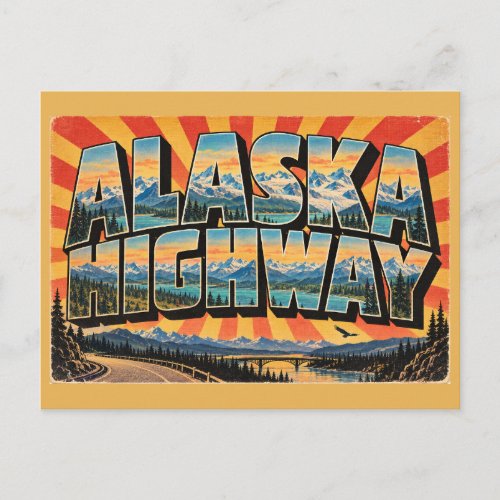 Alaska Highway YT Scenic Mountains Lakes Art Postcard