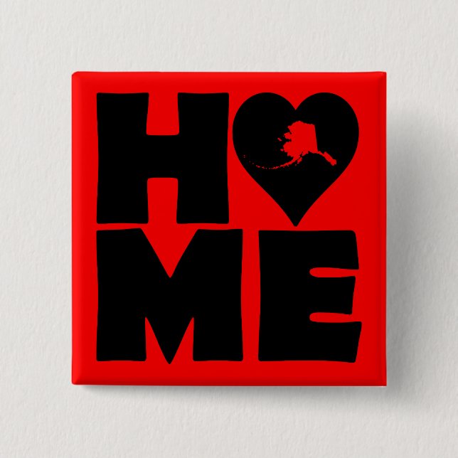 Alaska Home Heart State Button Badge Pin (Front)