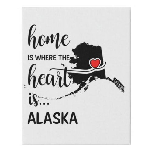 Alaska home is where the heart is faux canvas print