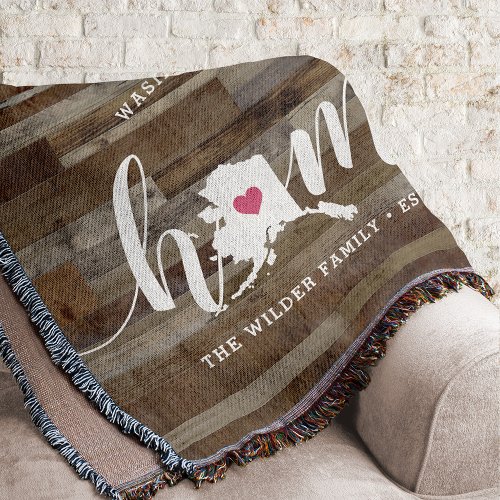 Alaska Home State Personalized Wood Look Throw Blanket