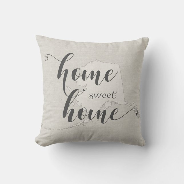 Alaska - Home Sweet Home burlap-look Throw Pillow (Front)