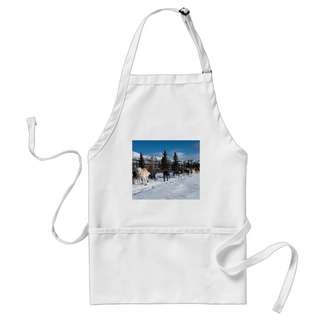 Alaska Husky Dog Sled Race Adult Apron (Front)