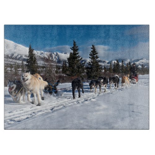 Alaska Husky Dog Sled Race Cutting Board