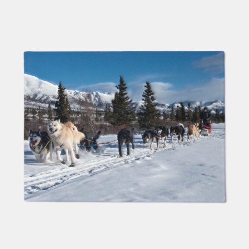 Alaska Husky Dog Sled Race Doormat