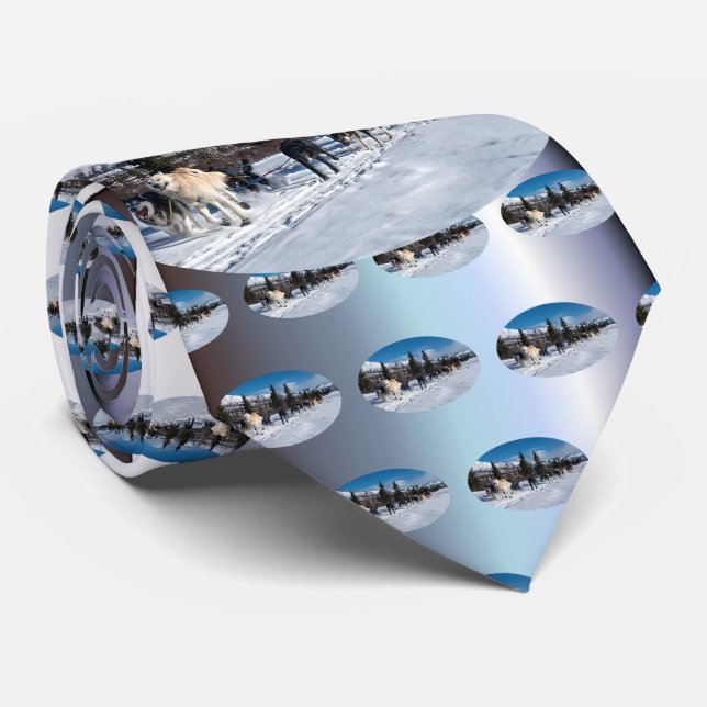 Alaska Husky Dog Sled Race Neck Tie (Rolled)