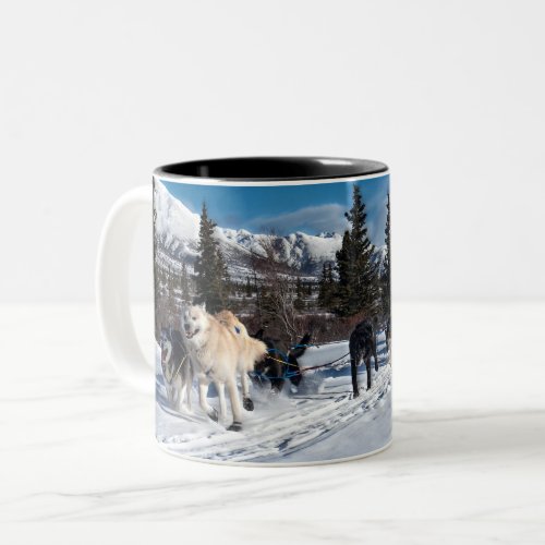 Alaska Husky Dog Sled Race Two_Tone Coffee Mug
