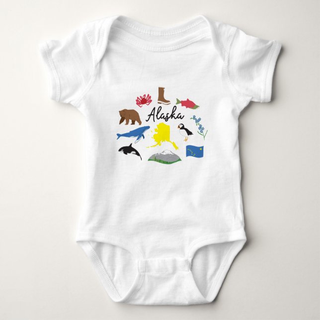 Alaska Icons Baby Bodysuit (Front)