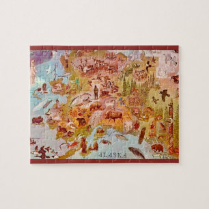 Alaska Illustrated Postcard 8x10 Jigsaw Puzzle