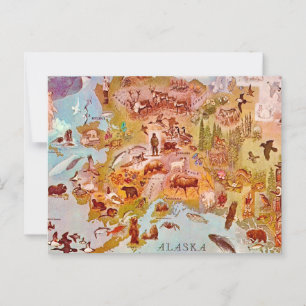 Alaska Illustrated Vintage Postcard