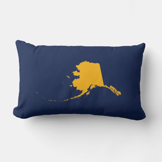 Alaska in Blue and Gold Lumbar Pillow (Front)