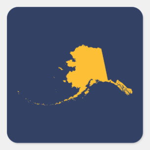 Alaska in Blue and Gold Square Sticker