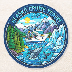 Alaska Inside Passage USA Round Paper Coaster