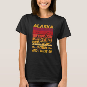 Alaska Is Calling And I Must Go Vintage Mountains  T-Shirt