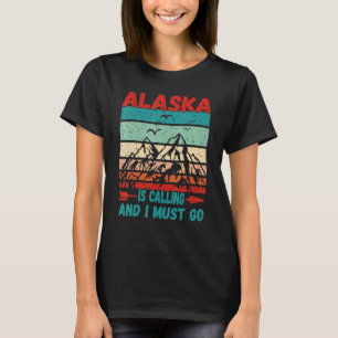 Alaska Is Calling And I Must Go Vintage Mountains  T-Shirt