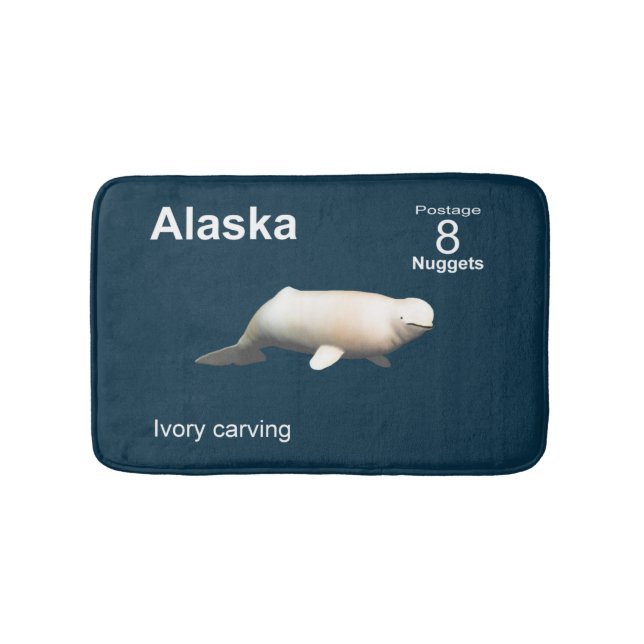Alaska Ivory Beluga Whale Stamp Bath Mat (Front)
