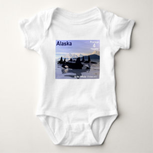 Alaska Killer Whales Stamp Baby Bodysuit