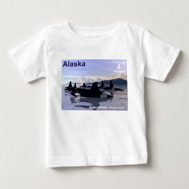 Alaska Killer Whales Stamp Baby T-Shirt (Front)
