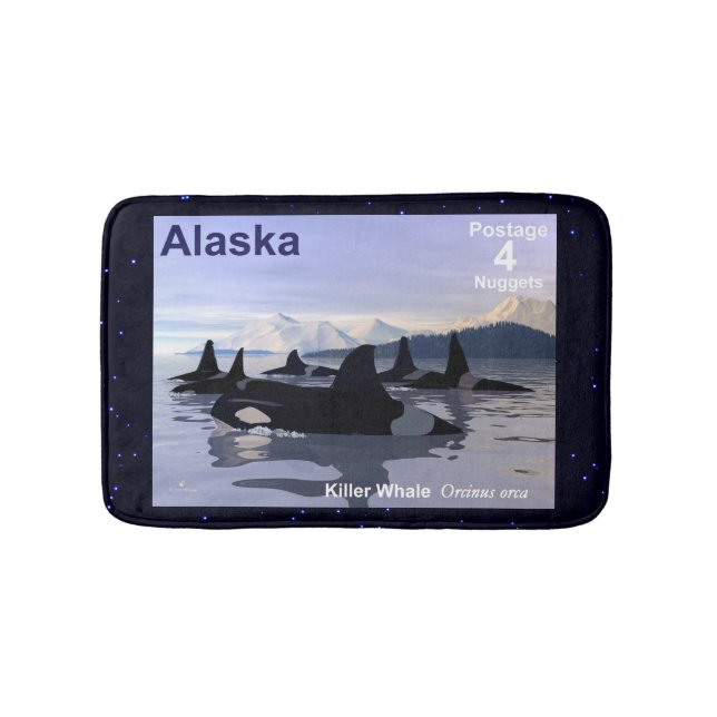 Alaska Killer Whales Stamp Bathroom Mat (Front)