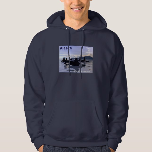 Alaska Killer Whales Stamp Hoodie (Front)