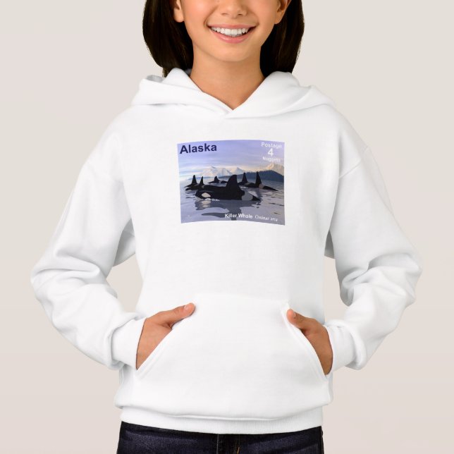 Alaska Killer Whales Stamp Hoodie (Front)