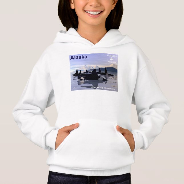 Alaska Killer Whales Stamp Hoodie (Front)