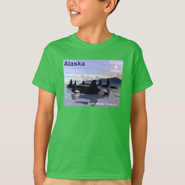 Alaska Killer Whales Stamp T-Shirt (Front)