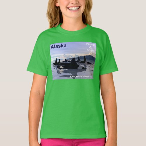 Alaska Killer Whales Stamp T_Shirt