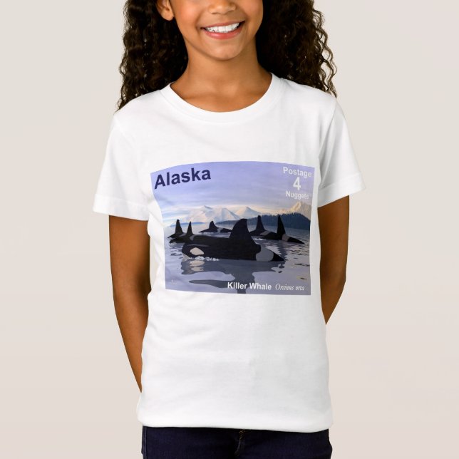 Alaska Killer Whales Stamp T-Shirt (Front)