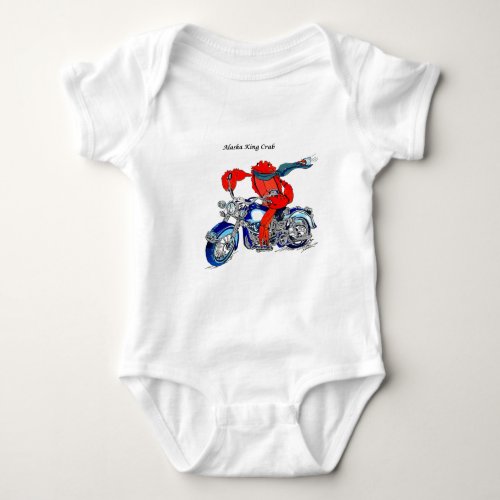 Alaska King Crab on Motorcycle Baby Bodysuit