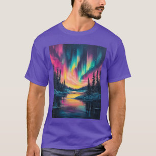 Alaska Landscape Aurora Borealis Northern Lights V T-Shirt