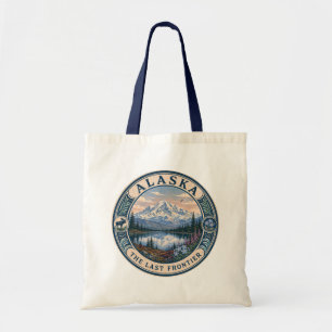 Alaska Landscape Illustration Travel Art Badge Tote Bag