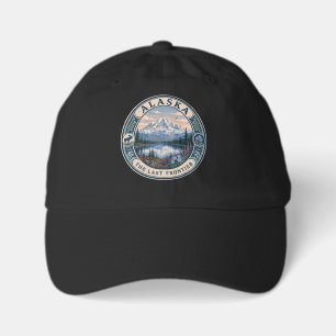 Alaska Landscape Illustration Travel Art Badge Youth Dad Hat