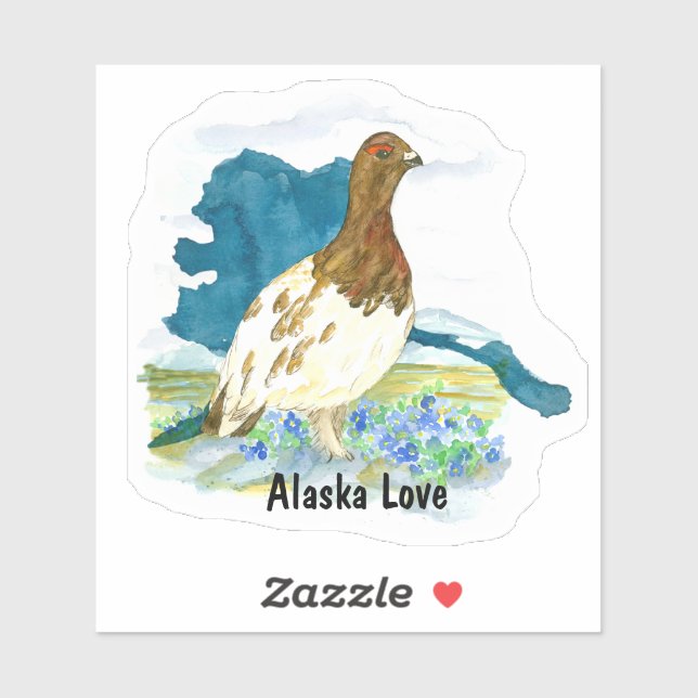 Alaska Love Willow Ptarmigan Bird Nature Souvenir Sticker (Sheet)